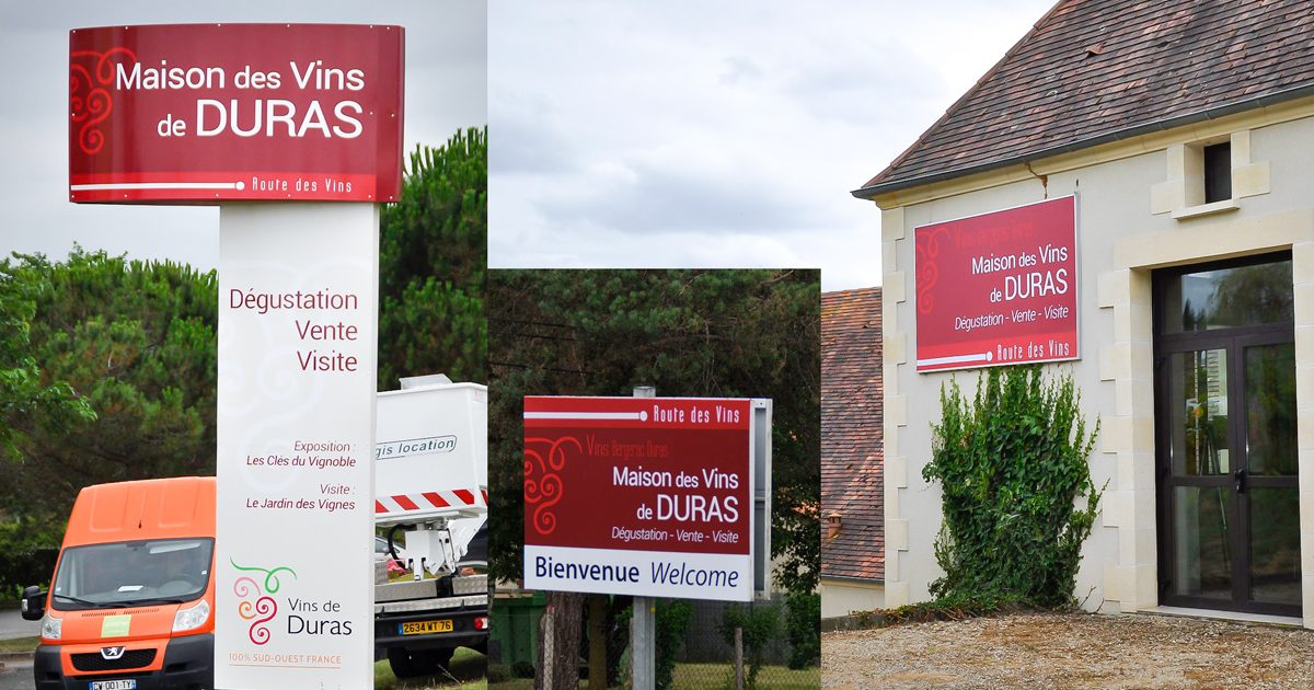 Réalisation de Signalétique extérieure pour l'interprofession des vins de Bergerac.