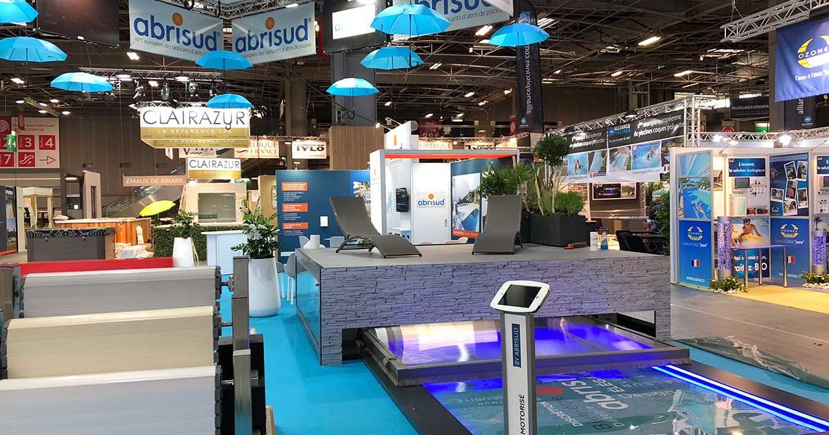 Stand conception Foire de Paris pour Abrisud - leader de l'abri de piscine pour les particuliers