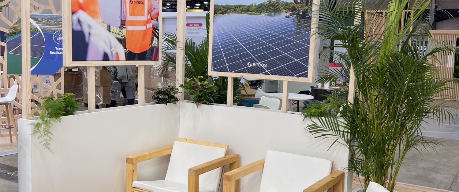 Stand Sireos Energaia 2025 Transversale stand sur-mesure claustra et mobilier RSE en bois